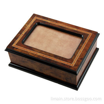 Wooden Photo Frame with Hand Lined Wine Colored Fabric, 1 Open Compartment